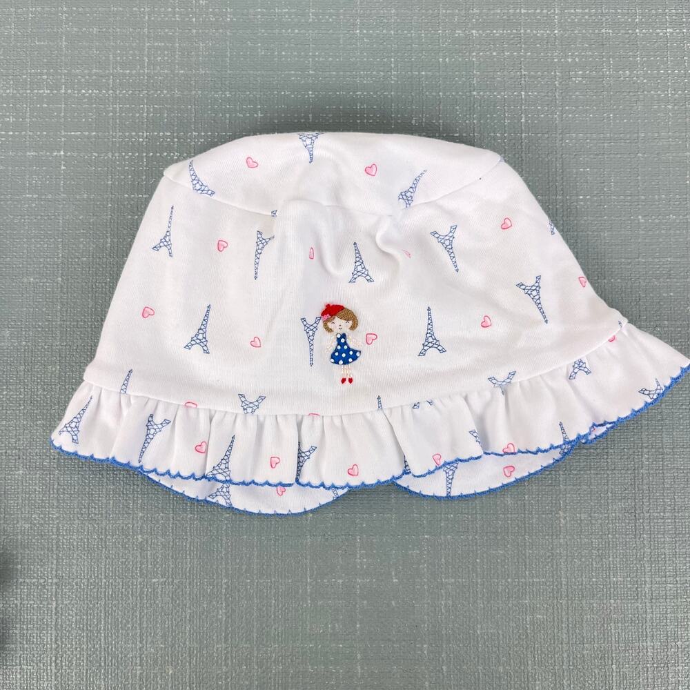 Magnolia Baby Ruffle Bubble Romper & Sun Hat Paris Print 6 Months - Picture 3 of 10